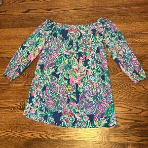 Lily Pulitzer Silk Off the Shoulder Print Dress